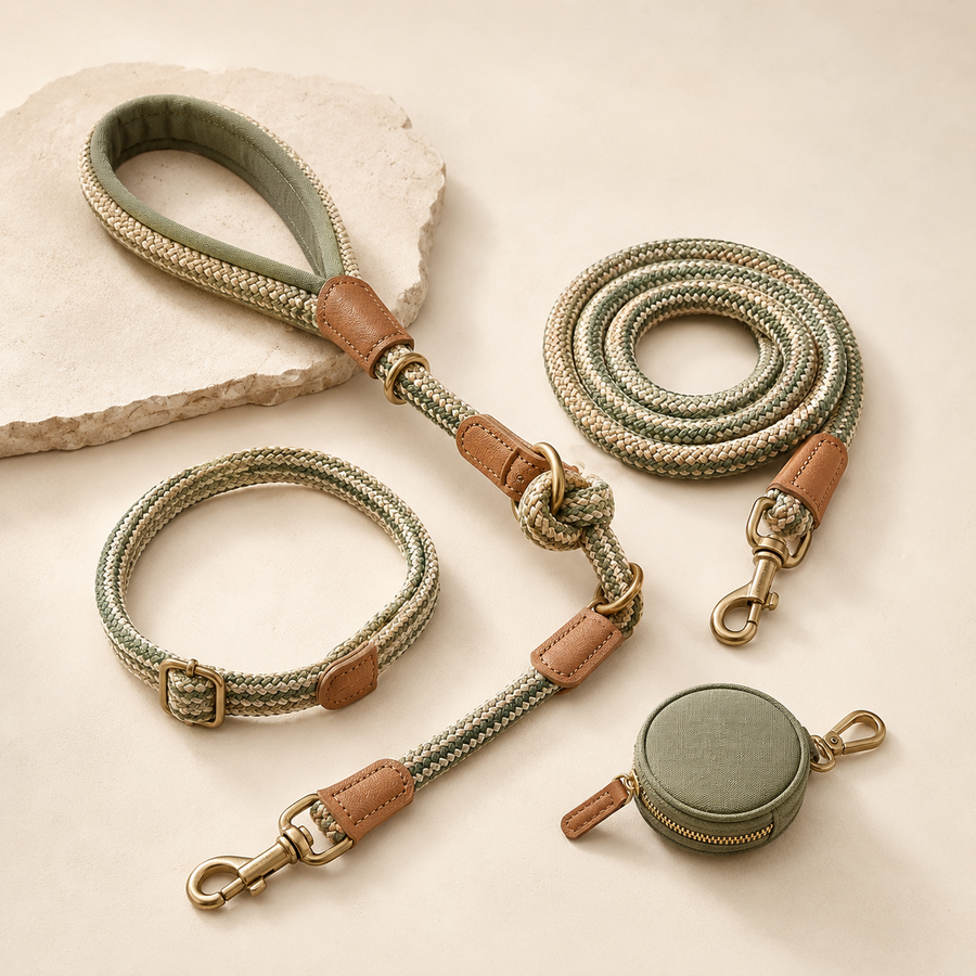 Cozlunopets™ TerraWeave Adjustable Rope Leash Set