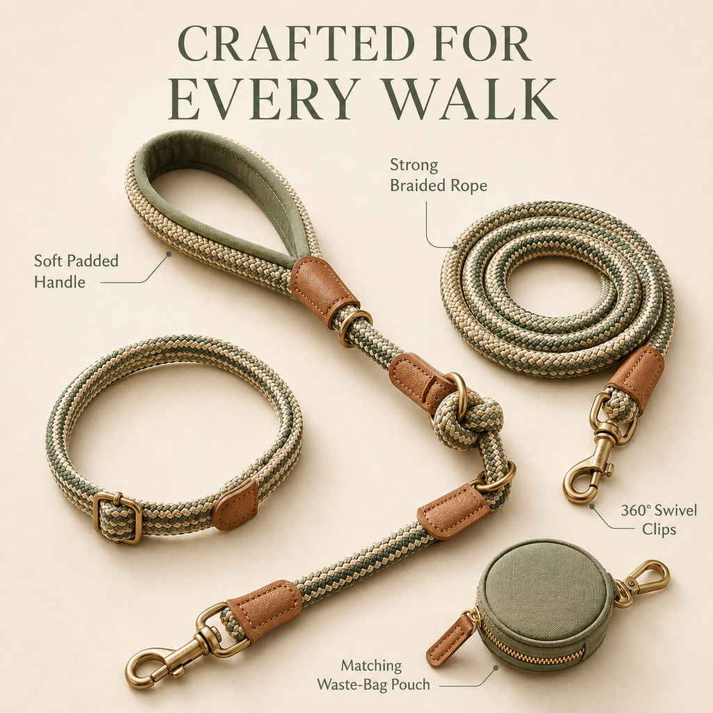 Cozlunopets™ TerraWeave Adjustable Rope Leash Set